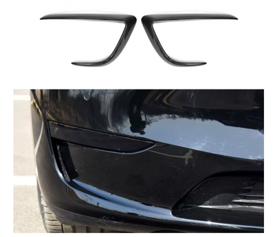 Carbon Fiber Front Bumper Canard Covers for Tesla Model Y (2020-2024)