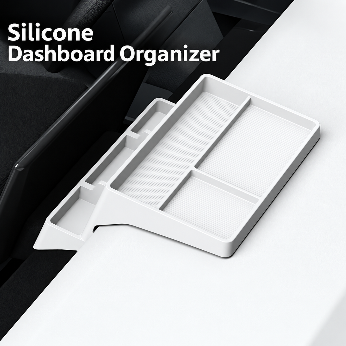 Tesla Cybertruck silicone dashboard storage tray and phone holder