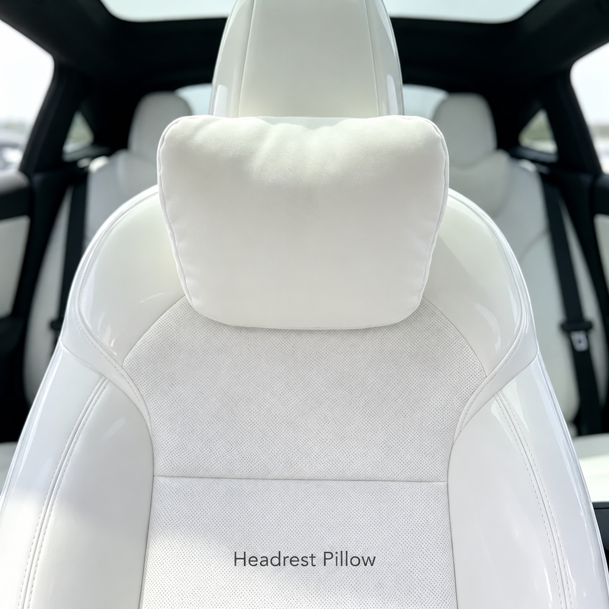 White headrest pillow on Tesla seat