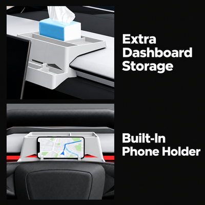 Tesla Cybertruck silicone dashboard storage tray and phone holder