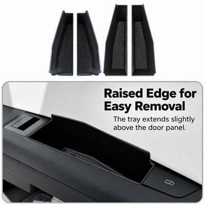 Cybertruck storage tray raised edge for easy removal
