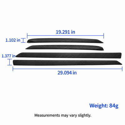 Tesla Model X dry carbon fiber door panel trim set — dimensions