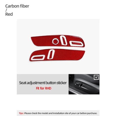 Carbon Fiber Stick On Seat Adjustment Button Panel Covers for Tesla Model 3 Highland (2024+)