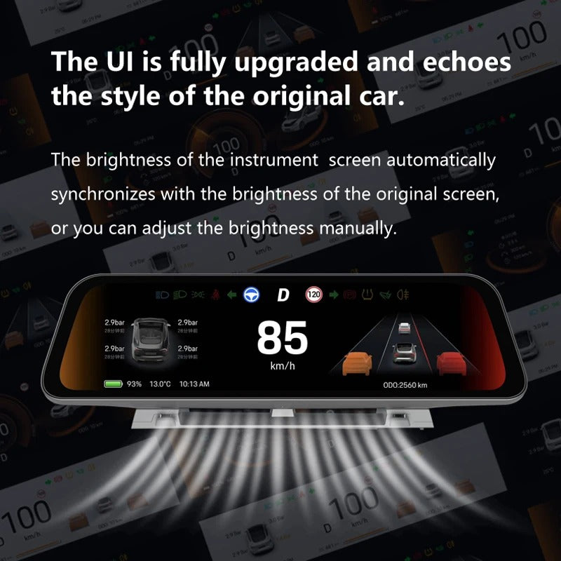 9.66" Smart Instrument Cluster Display with Wireless CarPlay & Android Auto for Tesla Model 3 & Model Y