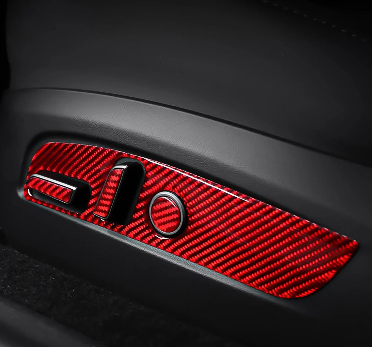 Carbon Fiber Stick On Seat Adjustment Button Panel Covers for Tesla Model 3 Highland (2024+)