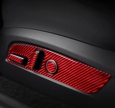 Carbon Fiber Stick On Seat Adjustment Button Panel Covers for Tesla Model 3 Highland (2024+)