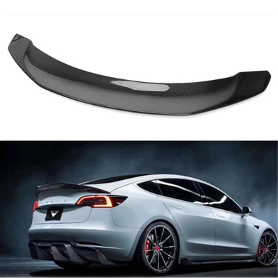 Carbon Fiber High Kick Style Rear Trunk Spoiler for Tesla Model 3 (2015-2023)