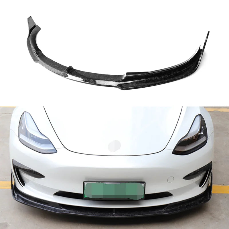 Forged Carbon Fiber Front Bumper Lip Splitter for Tesla Model 3 (2015-2023)