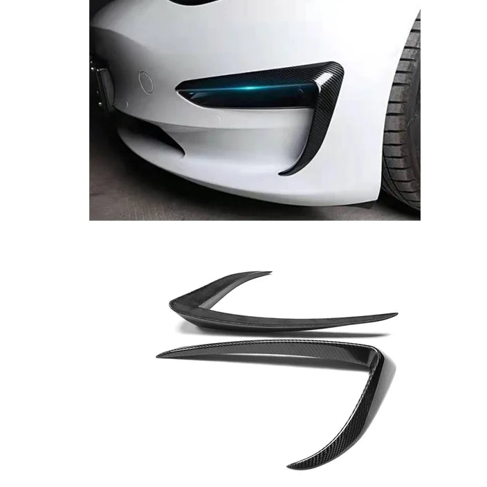 Carbon Fiber Front Bumper Splitter Trim Covers for Tesla Model 3 (2015-2023)