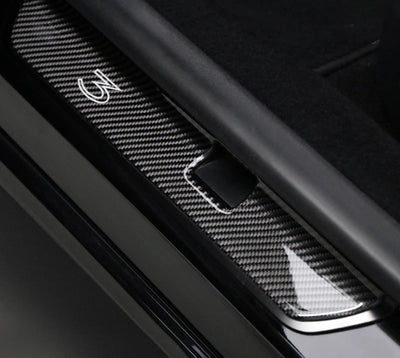 Carbon Fiber Leather  Stick On Door SillCovers for Tesla Model 3 Highland (2024+)