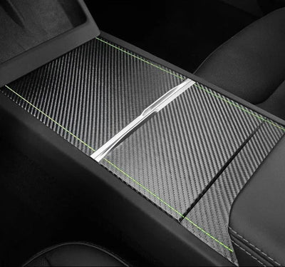 Alcantara & Carbon Fiber Leather Stick On Center Console Protective Trim Set for Tesla Model 3 Highland (2024+)