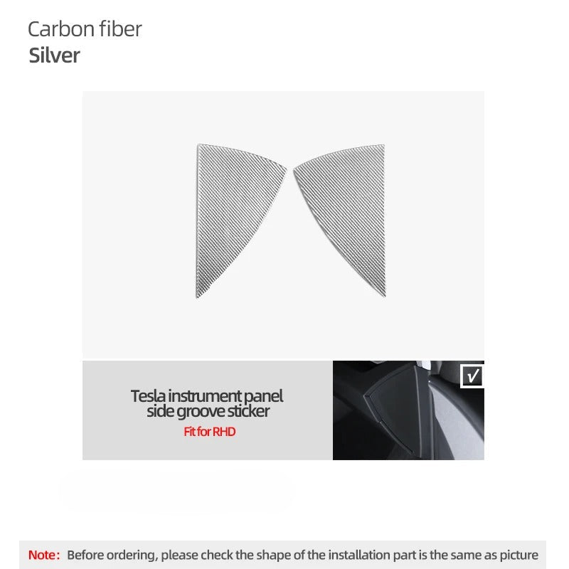 Carbon Fiber Stick On Dashboard Side Panel Covers for Tesla Model 3 Highland (2024+)