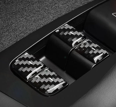 Carbon Fiber Window Switch Button Stick On Covers for Tesla Model 3 Highland (2024+)