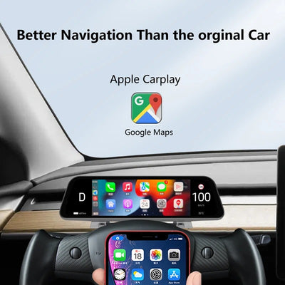 9.66" Smart Instrument Cluster Display with Wireless CarPlay & Android Auto for Tesla Model 3 & Model Y