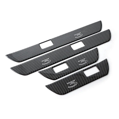 Carbon Fiber Leather  Stick On Door SillCovers for Tesla Model 3 Highland (2024+)