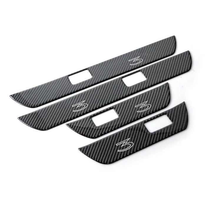 Carbon Fiber Leather  Stick On Door SillCovers for Tesla Model 3 Highland (2024+)