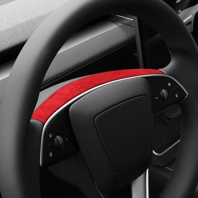 Alcantara Stick On Steering Wheel Top Cover for Tesla Model Y Juniper (2025+)