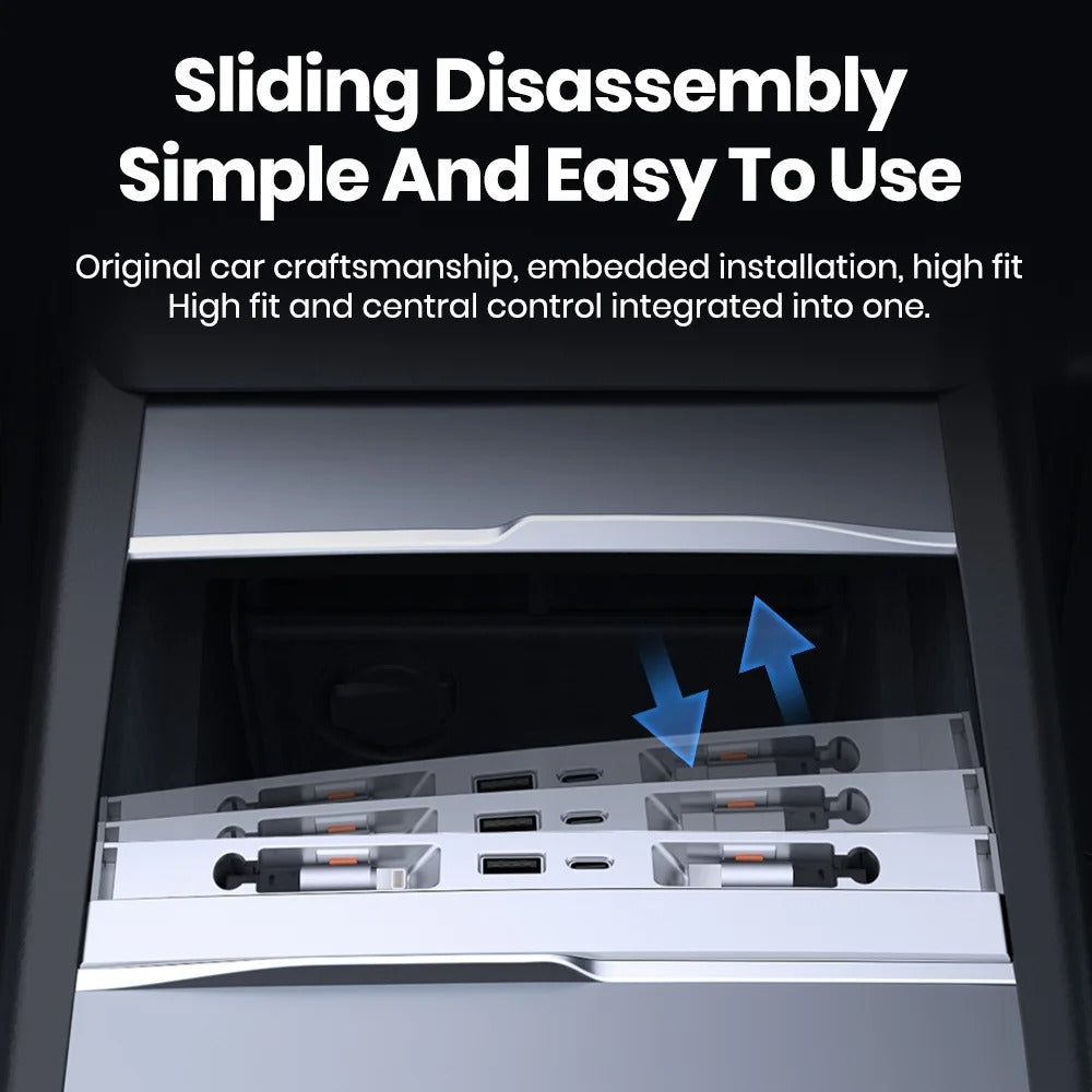 Retractable USB Charging Docking Station for Tesla Model Y Juniper (2025+)