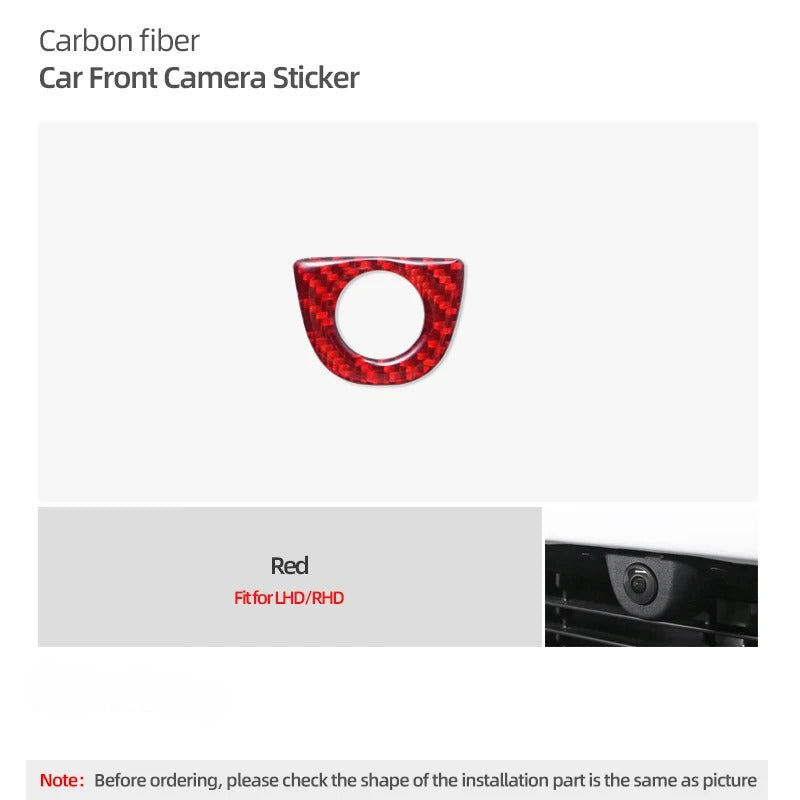 Carbon Fiber Stick On Front Camera Frame Trim Cover for Tesla Model Y Juniper (2025+)