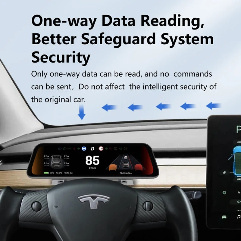 9.66" Smart Instrument Cluster Display with Wireless CarPlay & Android Auto for Tesla Model 3 & Model Y