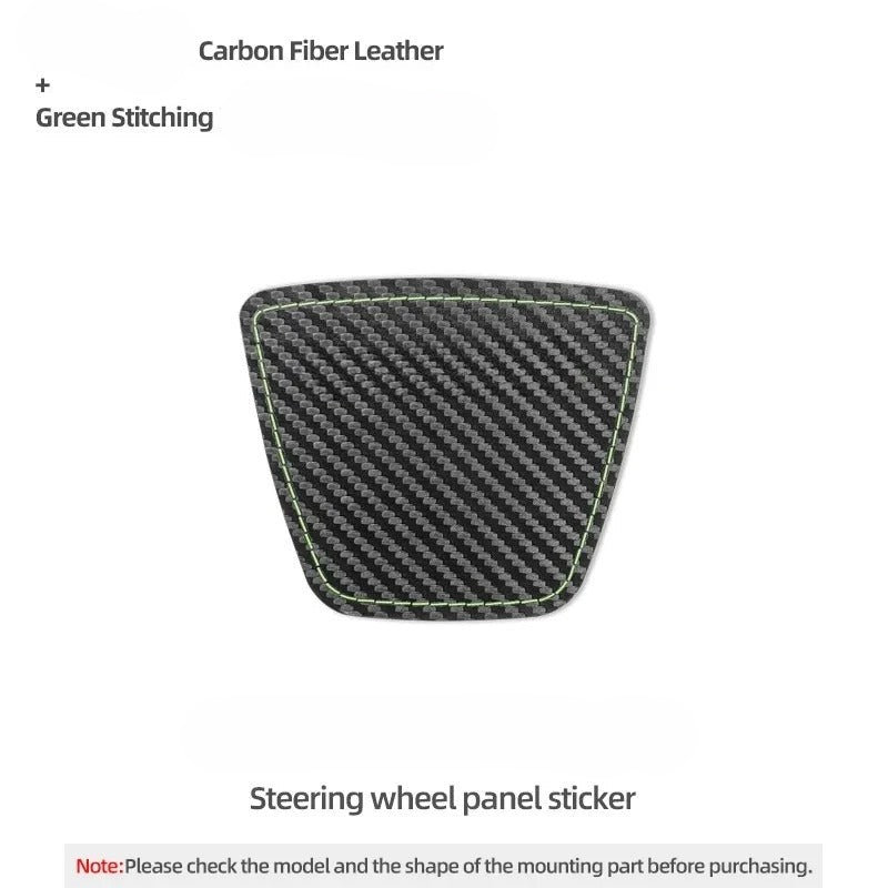 Alcantara & Carbon Fiber Leather Stick On Steering Wheel Center Panel Cover for Tesla Model 3 Highland (2024+)