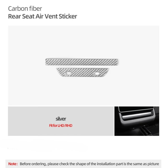Carbon Fiber Stick On Rear Screen Air Vent Covers for Tesla Model 3 Highland (2024+)