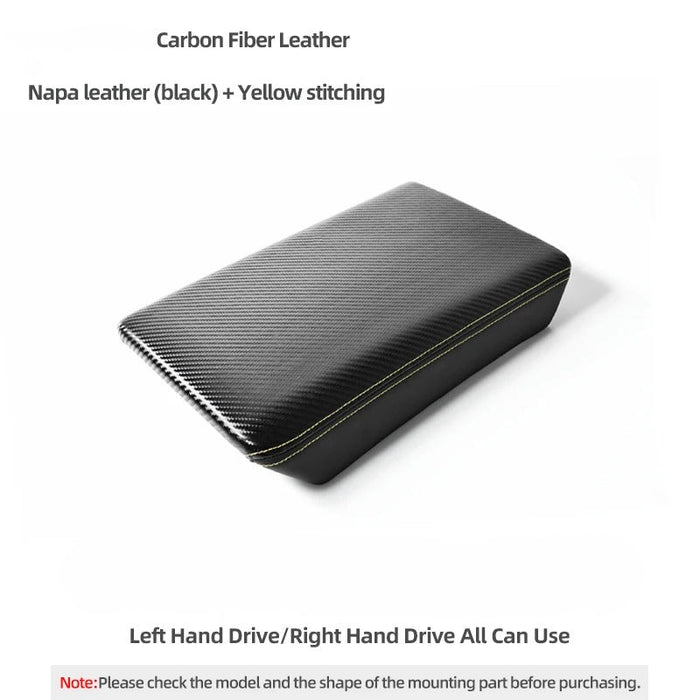Alcantara & Carbon Fiber Leather Center Console Armrest Stick On Cover for Tesla Model 3 Highland (2024+)