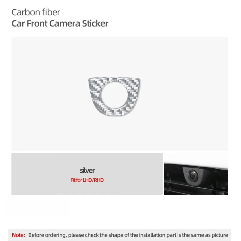 Carbon Fiber Stick On Front Camera Frame Trim Cover for Tesla Model Y Juniper (2025+)