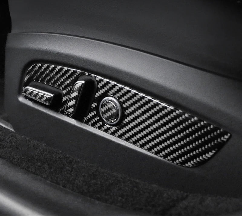 Carbon Fiber Stick On Seat Adjustment Button Panel Covers for Tesla Model 3 Highland (2024+)