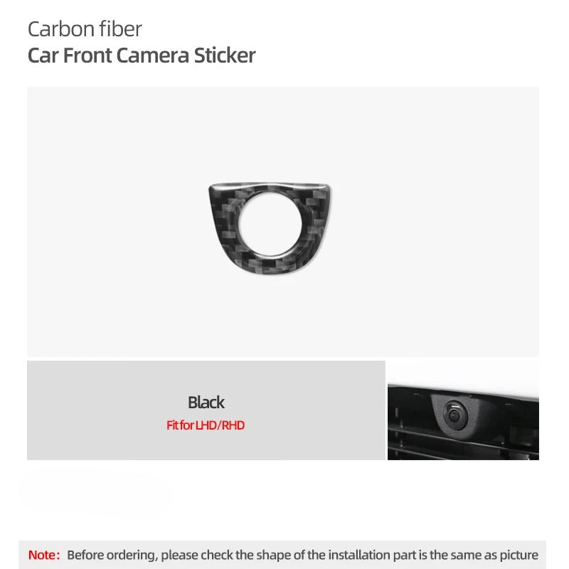 Carbon Fiber Stick On Front Camera Frame Trim Cover for Tesla Model Y Juniper (2025+)