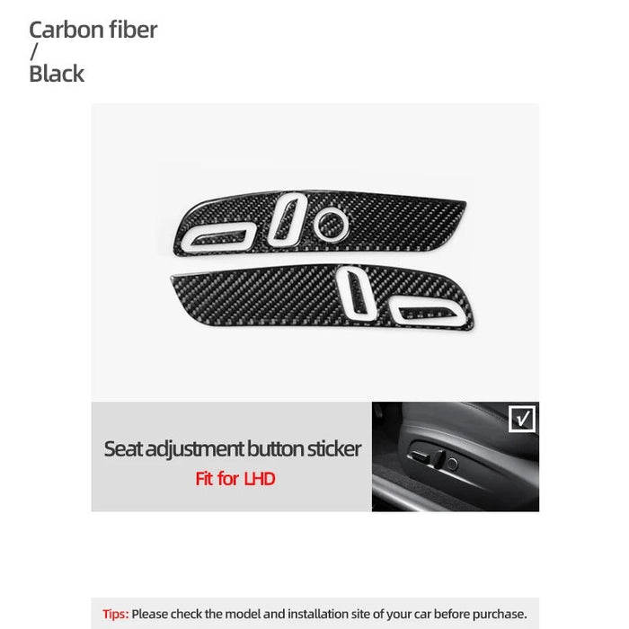 Carbon Fiber Stick On Seat Adjustment Button Panel Covers for Tesla Model Y Juniper (2025+)