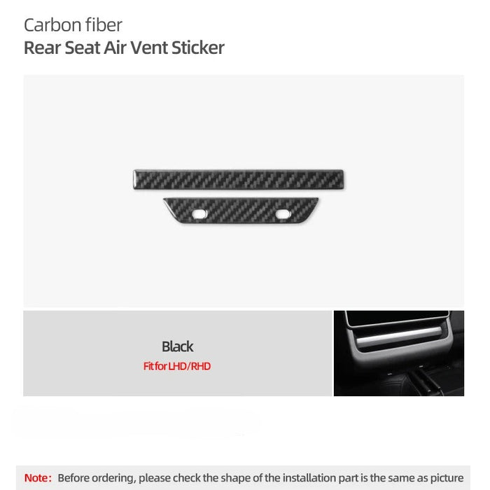 Carbon Fiber Stick On Rear Screen Air Vent Covers for Tesla Model Y Juniper (2025+)