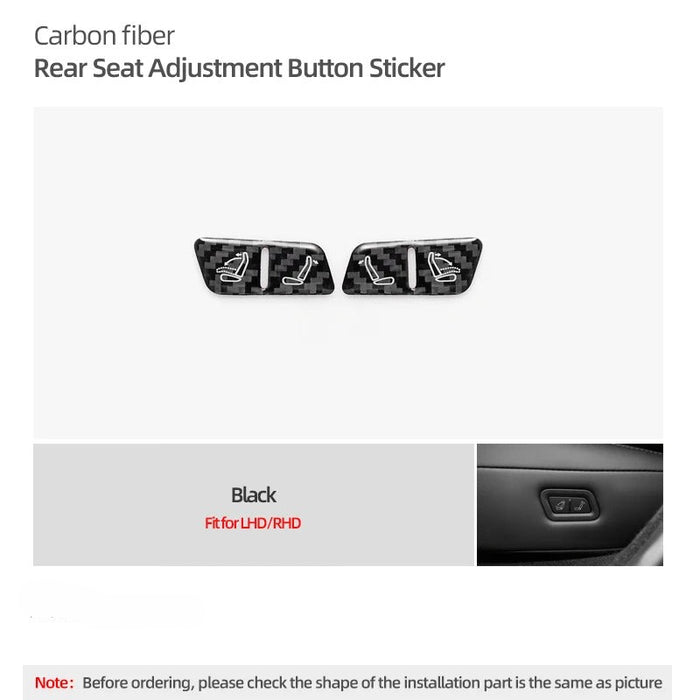Carbon Fiber Stick On Rear Seat Adjustment Button Covers for Tesla Model Y Juniper (2025+)