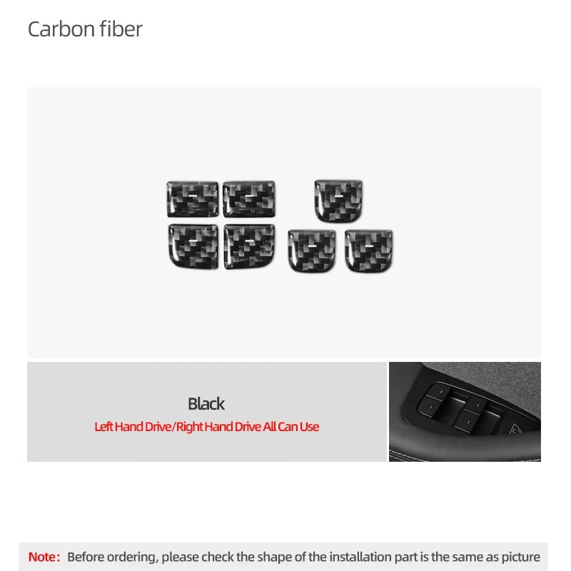 Carbon Fiber Window Switch Button Stick On Covers for Tesla Model Y Juniper