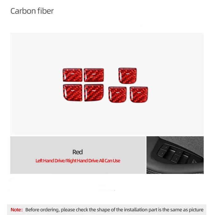 Carbon Fiber Window Switch Button Stick On Covers for Tesla Model 3 Highland (2024+)