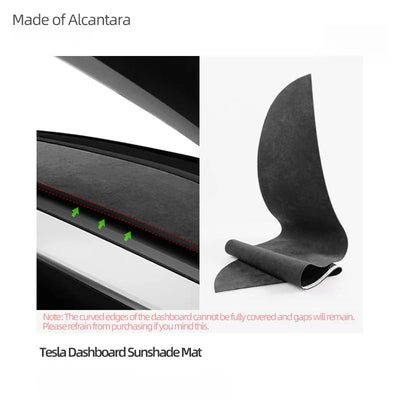 Alcantara Stick On Dashboard Panel Sunshade Mat for Tesla Model Y Juniper (2025+)