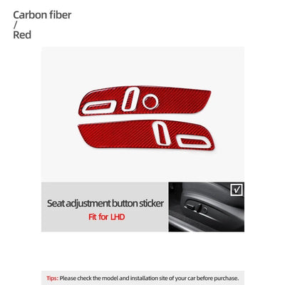 Carbon Fiber Stick On Seat Adjustment Button Panel Covers for Tesla Model 3 Highland (2024+)