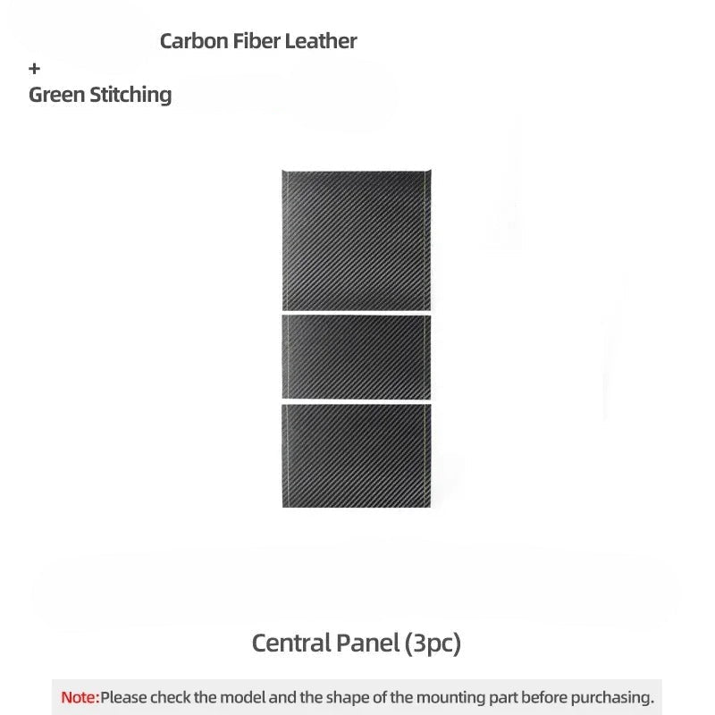 Alcantara & Carbon Fiber Leather Stick On Center Console Protective Trim Set for Tesla Model 3 Highland (2024+)