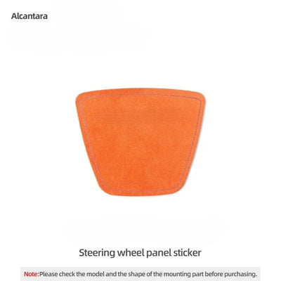 Orange Alcantara steering wheel center panel cover for Tesla Model 3 Highland