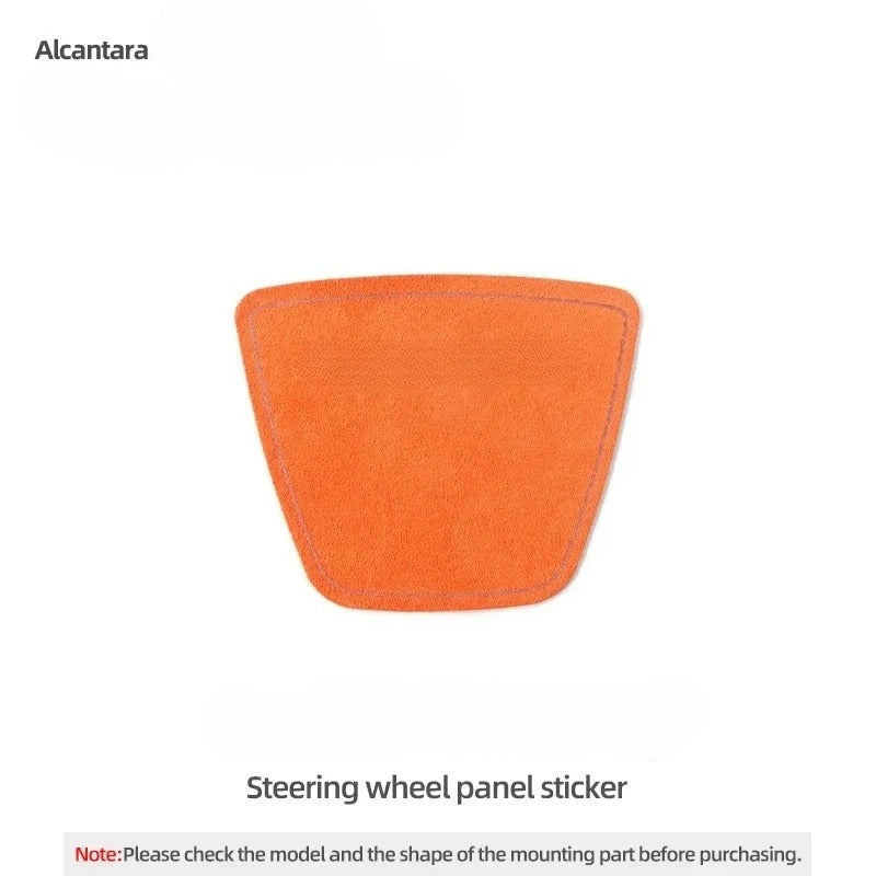 Orange Alcantara steering wheel center panel cover for Tesla Model 3 Highland