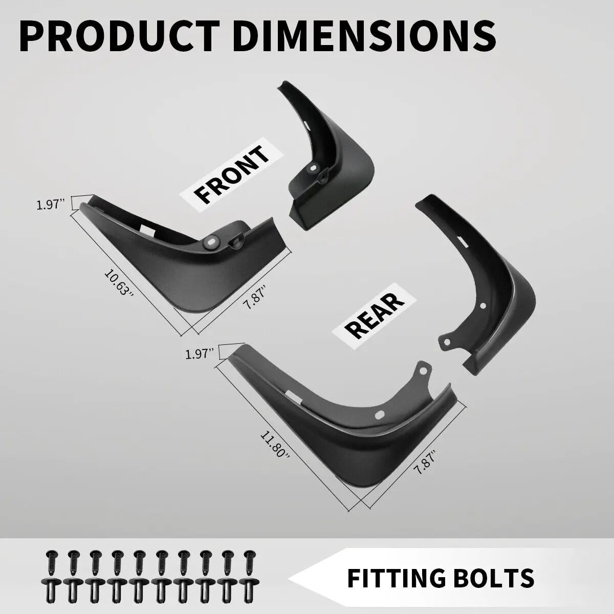 Mud flap dimensions for Tesla Model 3 2017-2023