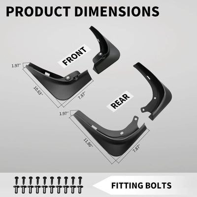 Mud flap dimensions for Tesla Model 3 2017-2023