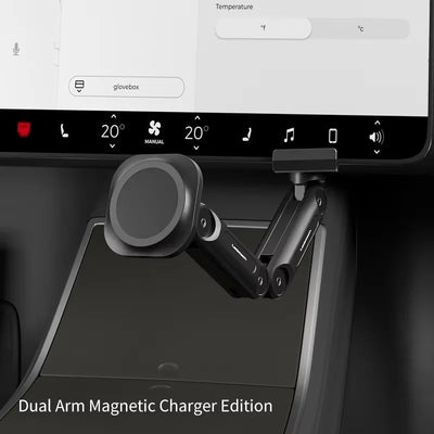 Dual arm magnetic charger mount for Tesla Model 3 and Model Y