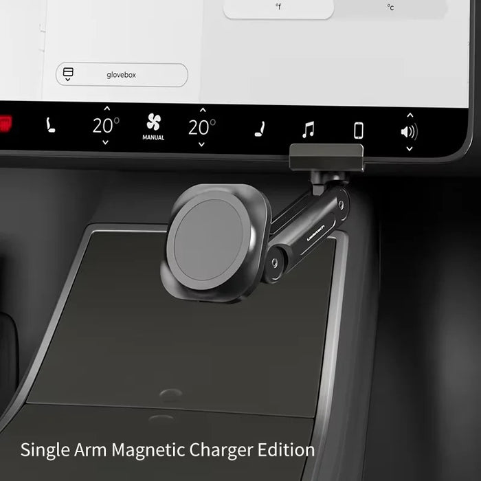 Single arm magnetic charger mount for Tesla Model 3 and Model Y