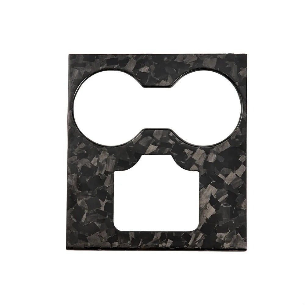 Forged carbon fiber center console cup holder overlay for Tesla Model 3 and Model Y 2017-2023