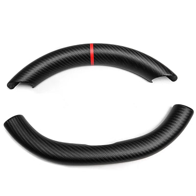 Matte dry carbon fiber steering wheel covers with red center stripe