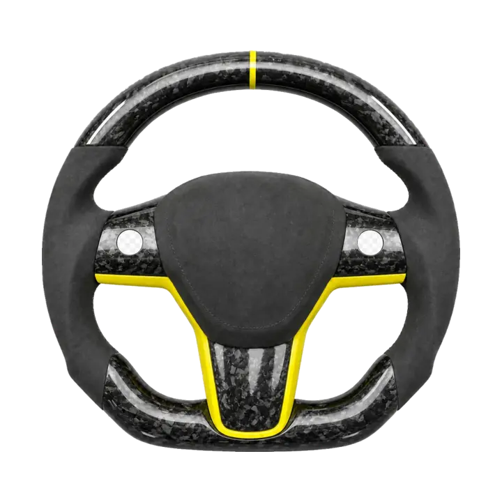 Forged Carbon and Alcantara Steering Wheel custom Tesla steering wheel example