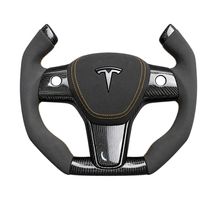 Alcantara Sports Yoke Steering Wheel custom Tesla steering wheel example